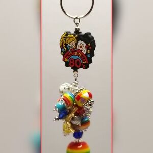 Retro 80's Keychain with Colorful Beads